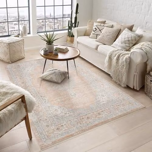 Desire Rugs Maia Orchid Floral Traditional Area Rug, Coral, W: 120 cm, L: 180 cm