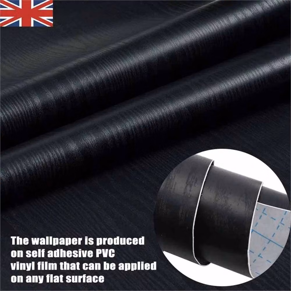Nordara Black Wood Effect Self Adhesive Vinyl Film Sticker, 5m – 2