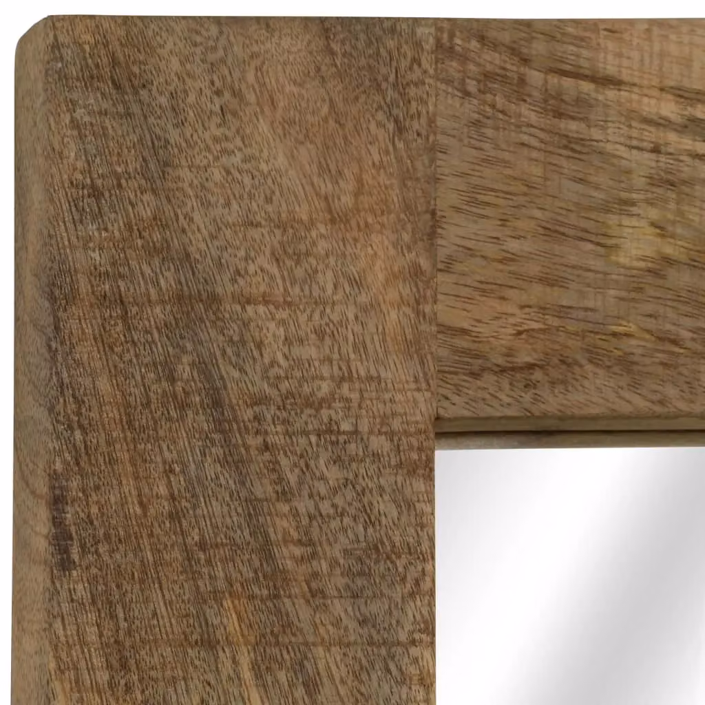 Berkfield Home Retro Rectangular Solid Mango Wood Wall Mirror, Brown, W: 50 cm, H: 110 cm – 3