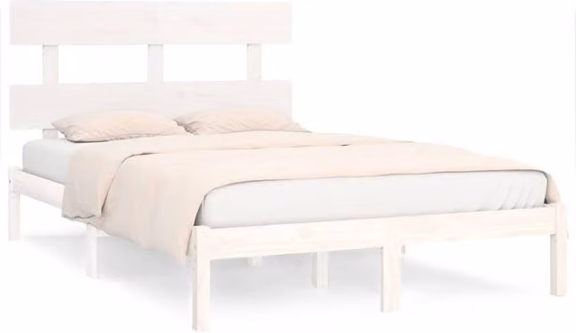 Berkfield Home White Solid Pine Wood Bed Frame 200 x 200 cm