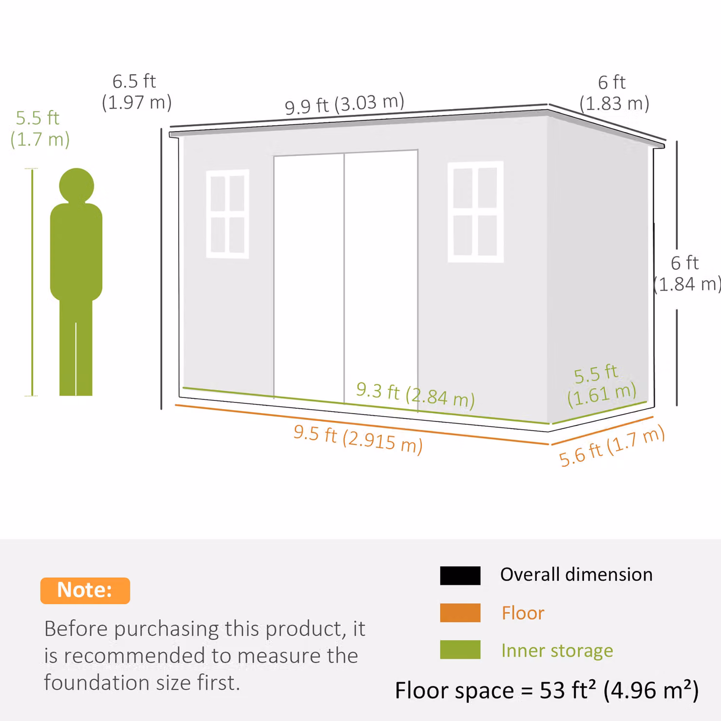 Outsunny Dark Grey Resin Garden Storage Shed with Floor, Windows, Lockable Double Doors and Side Vents, W/D/H: 305 x 184 x 184 cm – 2
