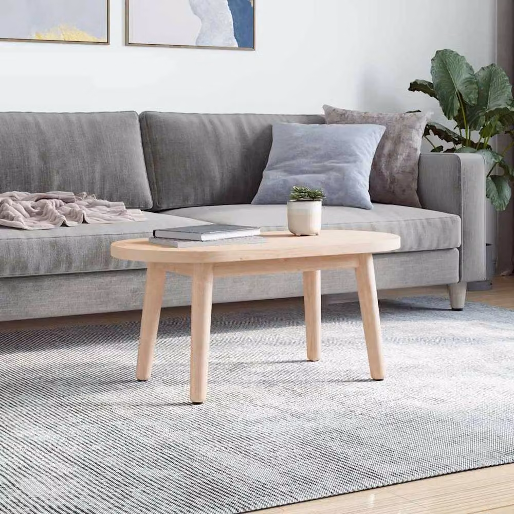 Berkfield Home Oval Solid Wood Pine Table Top in Light Tan, W: 70 cm, D: 35 cm, H: 2.5 cm – 3