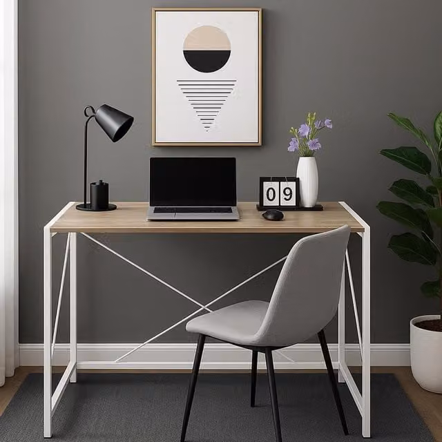 House Of Home Multifunction Folding Computer Desk in White MDF and Metal