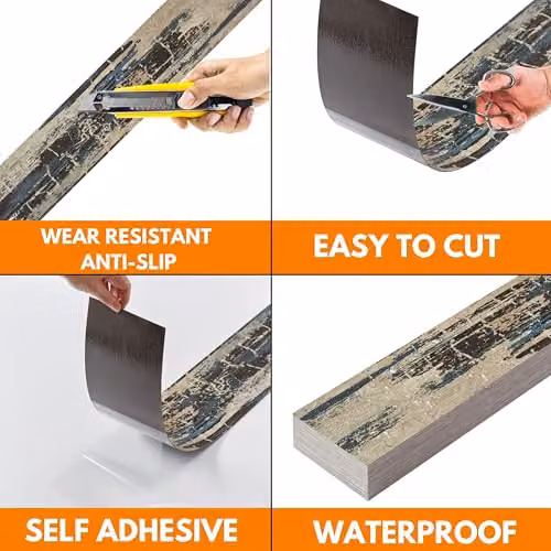 Novecrafto Self Adhesive Wood Look Vinyl Floor Planks, 36 Pack, Grey, W/D/H: 91.4 x 15.2 x 15.2 cm – 11