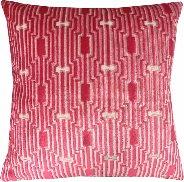 Divante Sonara Geo Pink Velvet Square Graphic Cushion