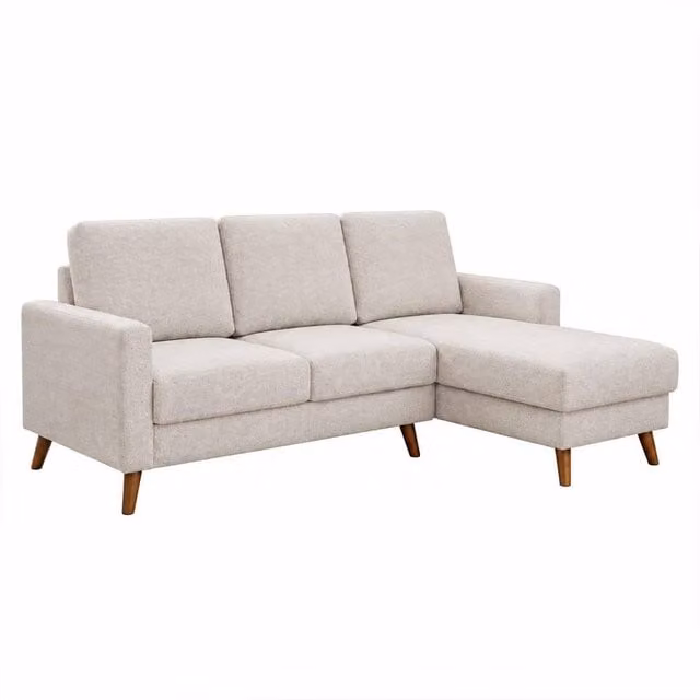 Furnishings For Less UK Jasper Beige Reversible Corner Sofa with Chaise in Woven Fabric