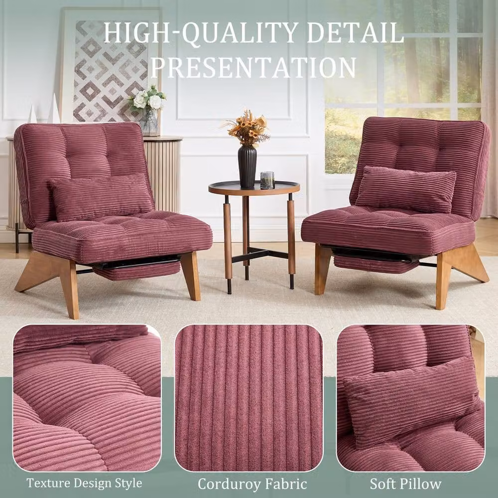 Direct Wicker Adjustable Reclining Tub Chair with Ottoman and Red Striped Fabric Upholstery – 4