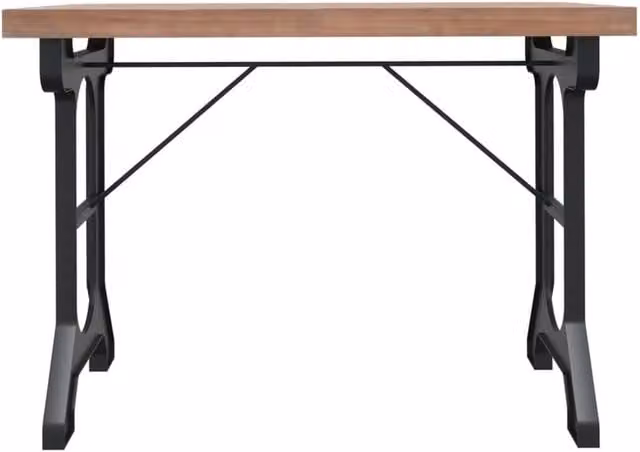 Berkfield Home Industrial Rectangular Dining Table in Brown and Black, Solid Wood and Metal, W/D/H: 110 x 65 x 82 cm – 1