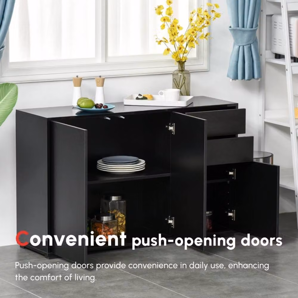 STILVORA Modern Black Sideboard with Push-Open Design – 7