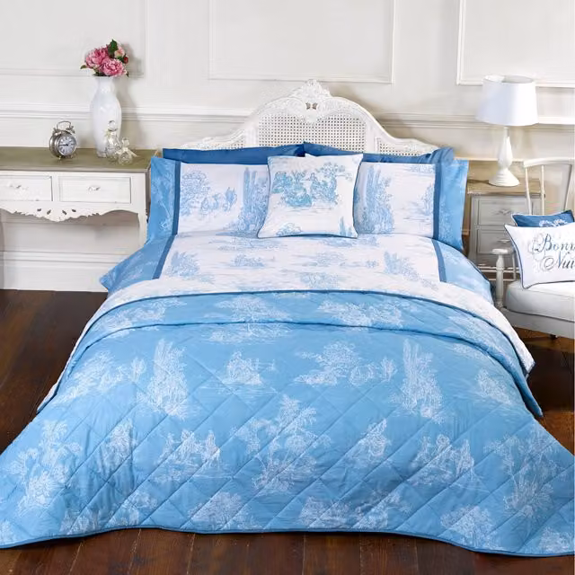 Rapport Home Camargue Blue Floral Vintage Polycotton Duvet Set with Pillowcase