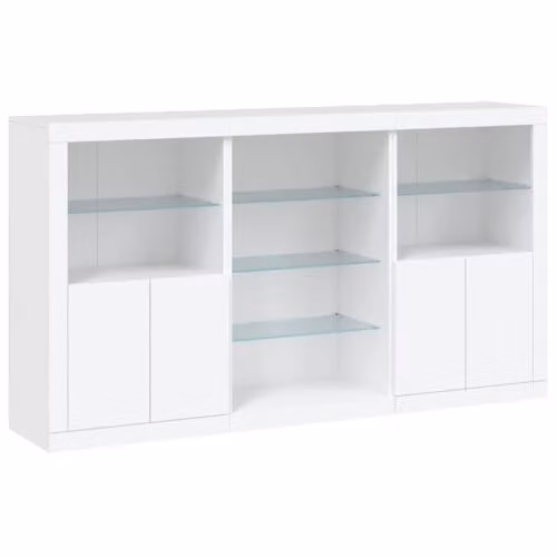 vidaXL Modern White Sideboard with Integrated LED Lights, W: 181.5 cm, D: 37 cm, H: 100 cm
