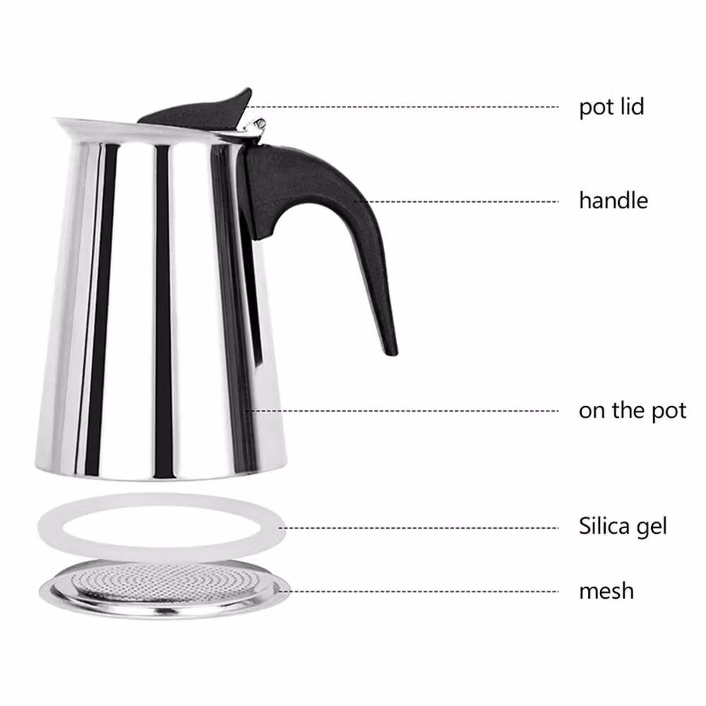 Nordara Silver Stove Top Moka Pot Espresso Maker, 300 ml – 2