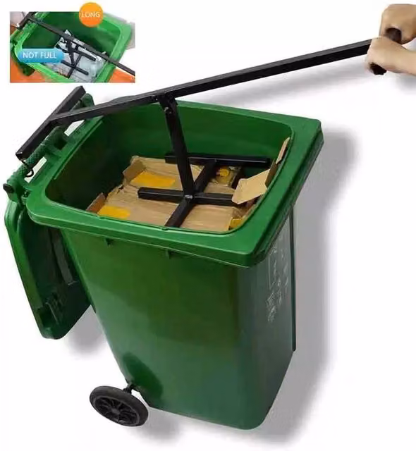 VOGREX Manual Wheelie Bin Compactor Household Rubbish Recycling Press in Black – 1