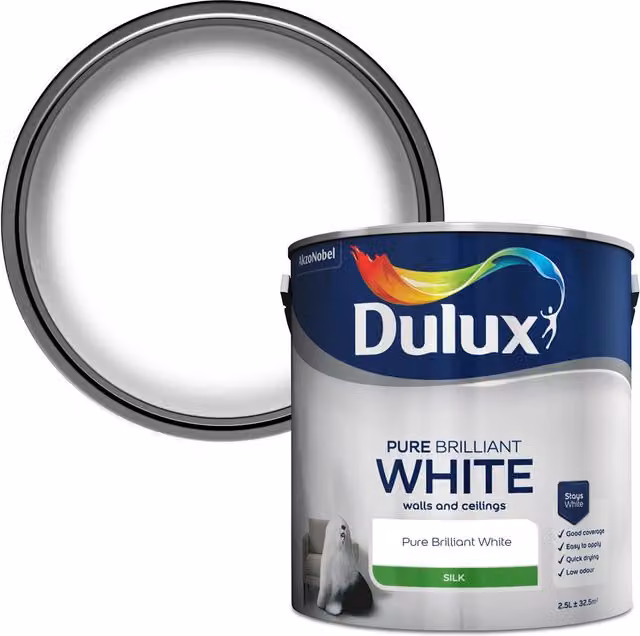 Dulux Pure Brilliant White Silk Paint, 2.5l