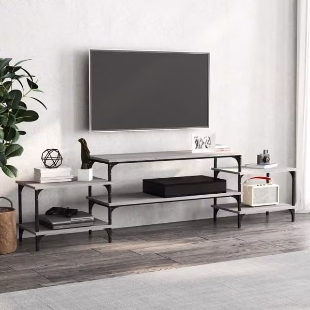 Berkfield Home Grey Sonoma TV Cabinet in Engineered Wood W: 197 cm, D: 35 cm, H: 52 cm – 1