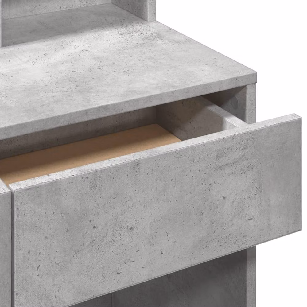 Berkfield Home Beautiful Dressing Table with Mirror in Concrete Grey, W: 80 cm, D: 41 cm, H: 144.5 cm – 3