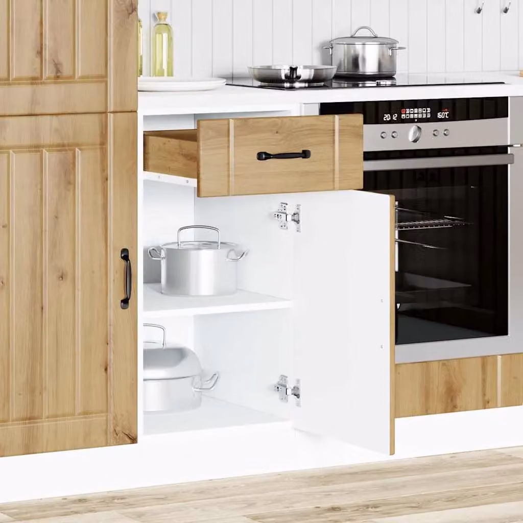 Berkfield Home Lucca Artisan Oak Kitchen Sink Base Cabinet in Brown – 2