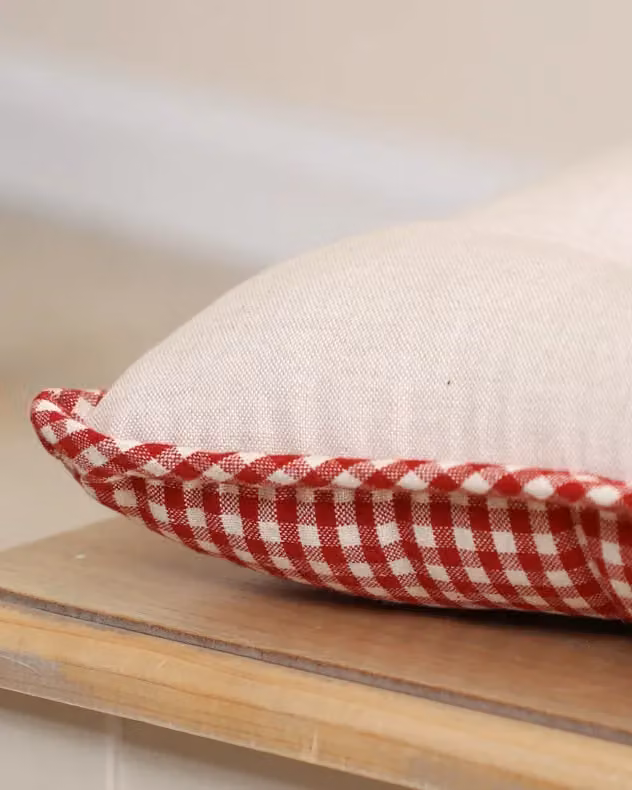 Dibor Set of 2 Red and White Gingham Stag Reversible Indoor Outdoor Chair Seat Pads, W/D/H: 40 x 40 x 40 cm – 3