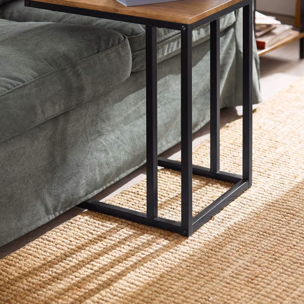 SoBuy Industrial Nesting Coffee Table Set with Black Metal Frame and MDF Tops – 3