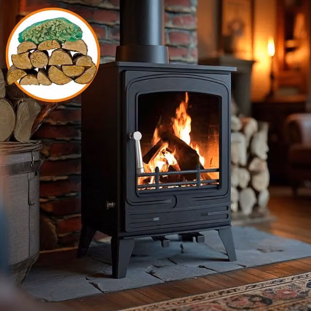 RoyalFire 5kW Steel Eco Multifuel Stove and Firewood Starter Kit in Black or Grey