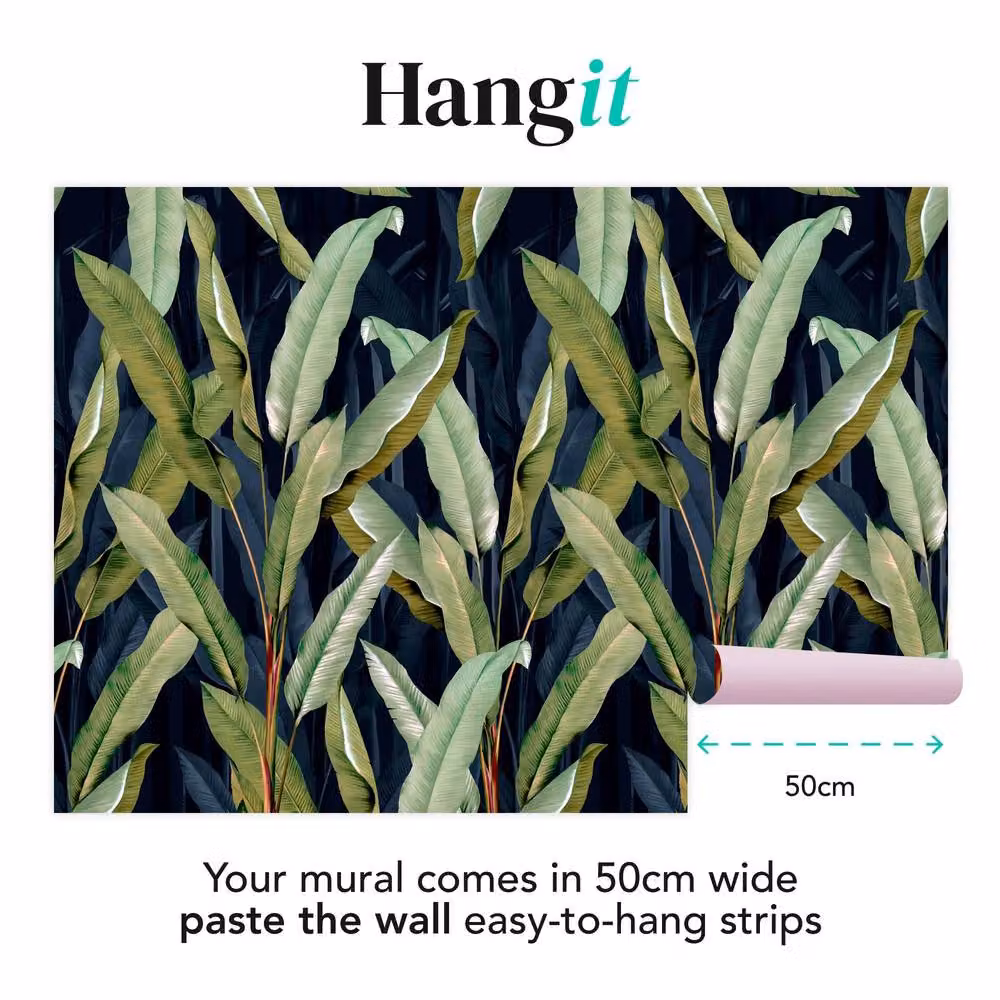 Superfresco Easy Banana Leaf Floral Wall Mural in Blue, Pink and Green, W: 300 cm, H: 280 cm – 3