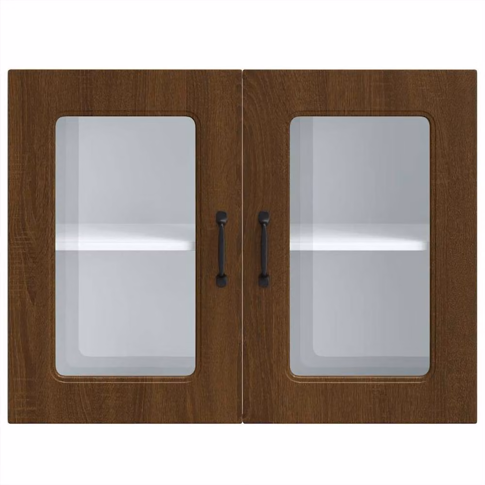 Berkfield Home Kalmar Wall Mounted Kitchen Cabinet with Glass Doors in Brown Oak – 4