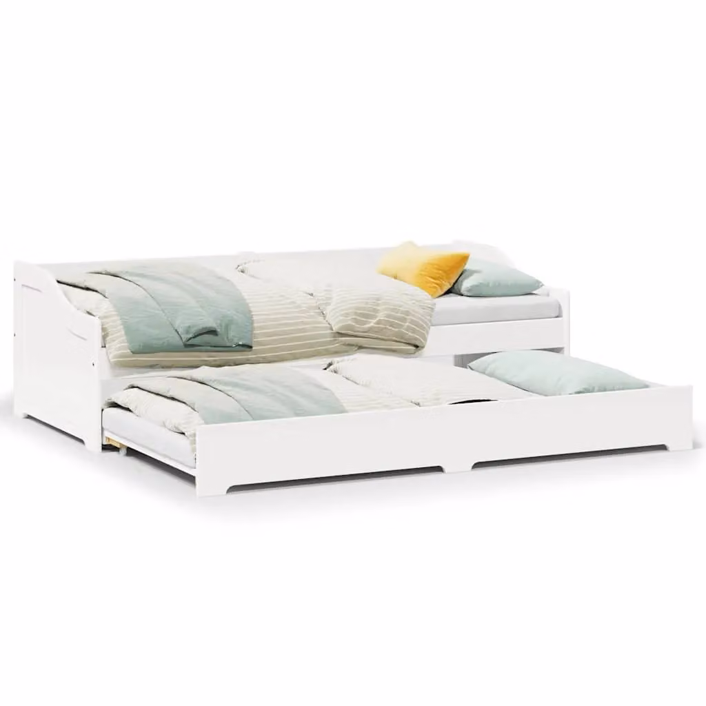 Berkfield Home White Rustic Solid Wood Daybed with Trundle, W/D/H: 90 x 200 cm – 2