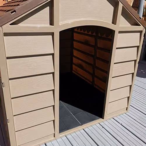 Samuel ALEXANDER Weatherproof Plastic Dog Kennel in Brown, W/D/H: 71 x 71 x 68 cm – 2