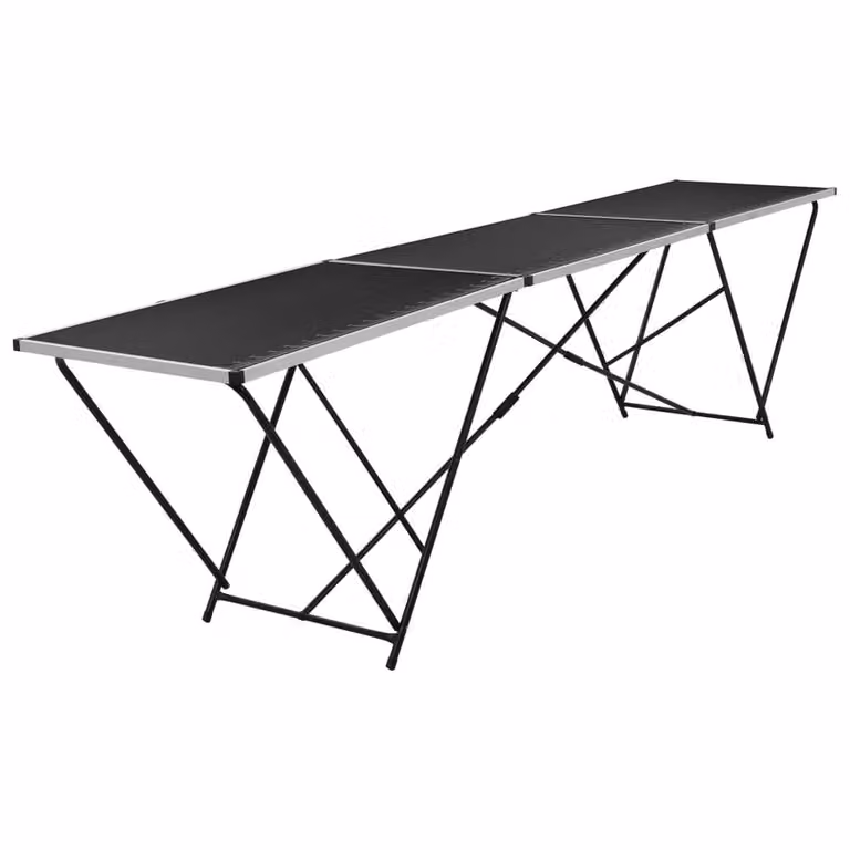 Berkfield Home Folding Pasting Table in Black MDF and Aluminium, W: 300 cm, D: 60 cm, H: 78 cm