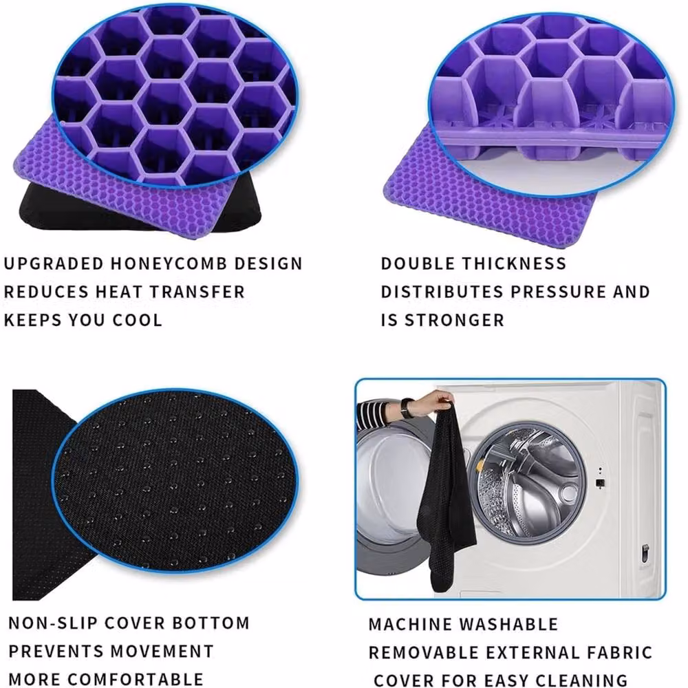 Nordara Orthopaedic Gel Foam Seat Cushion in Purple and Black, W/D/H: 60 x 60 x 4.57 cm – 6