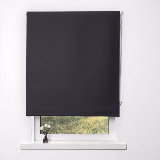 Divante Plain Blackout Roller Blind in Dark Slate Grey, Width: 90 cm