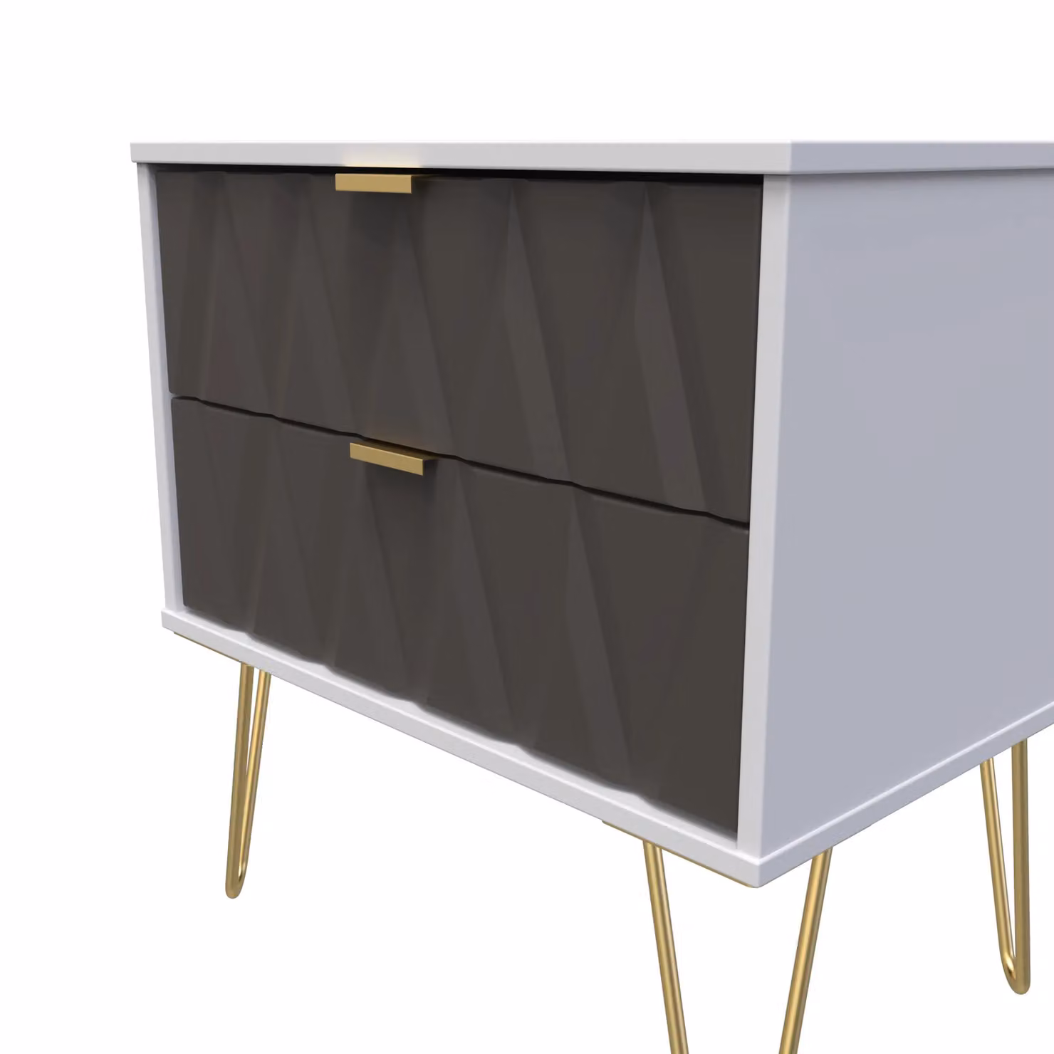 Ready Assembled 2 U Dallas 2 Drawer Side Table in Dark Grey and Gold – 3