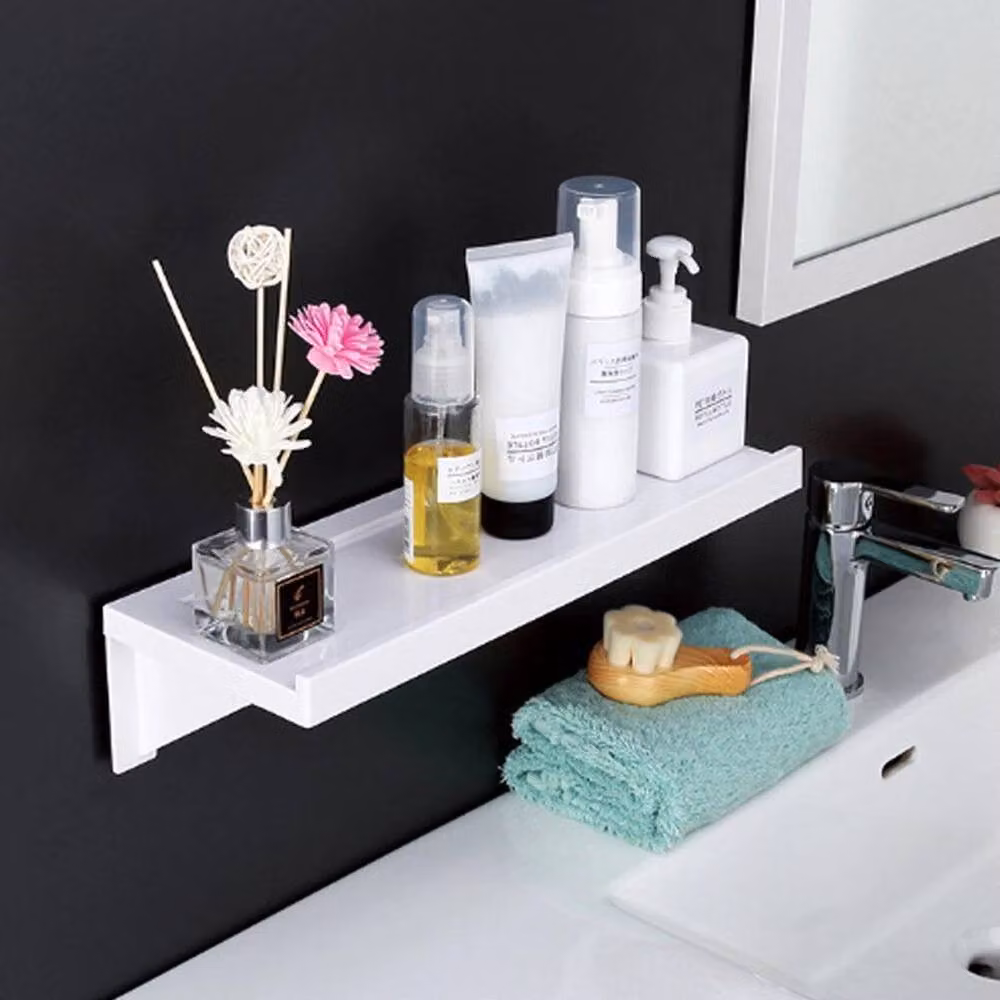 EONLION White Glossy Self Adhesive Corner Floating Shelves, W: 50 cm – 4