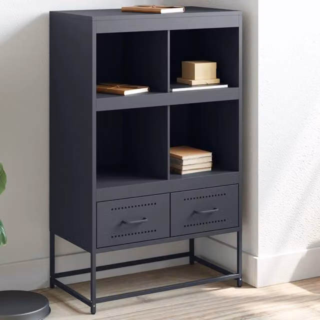 Berkfield Home Anthracite Highboard in Black Steel, W: 68.5 cm, D: 39 cm, H: 111.5 cm – 1