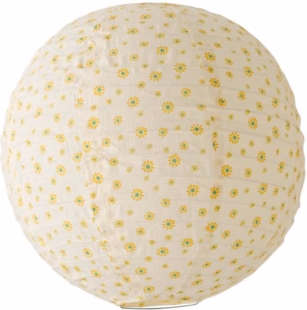 ValueLights Annie Ditsy Floral Fabric Sphere Ceiling Lamp Shade with LED Bulb in White and Multicolour