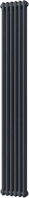 UK Radiators Alpha Anthracite 2 Column Vertical Traditional Cast-Iron Style Steel Radiator, H 180 cm x W 28.4 cm