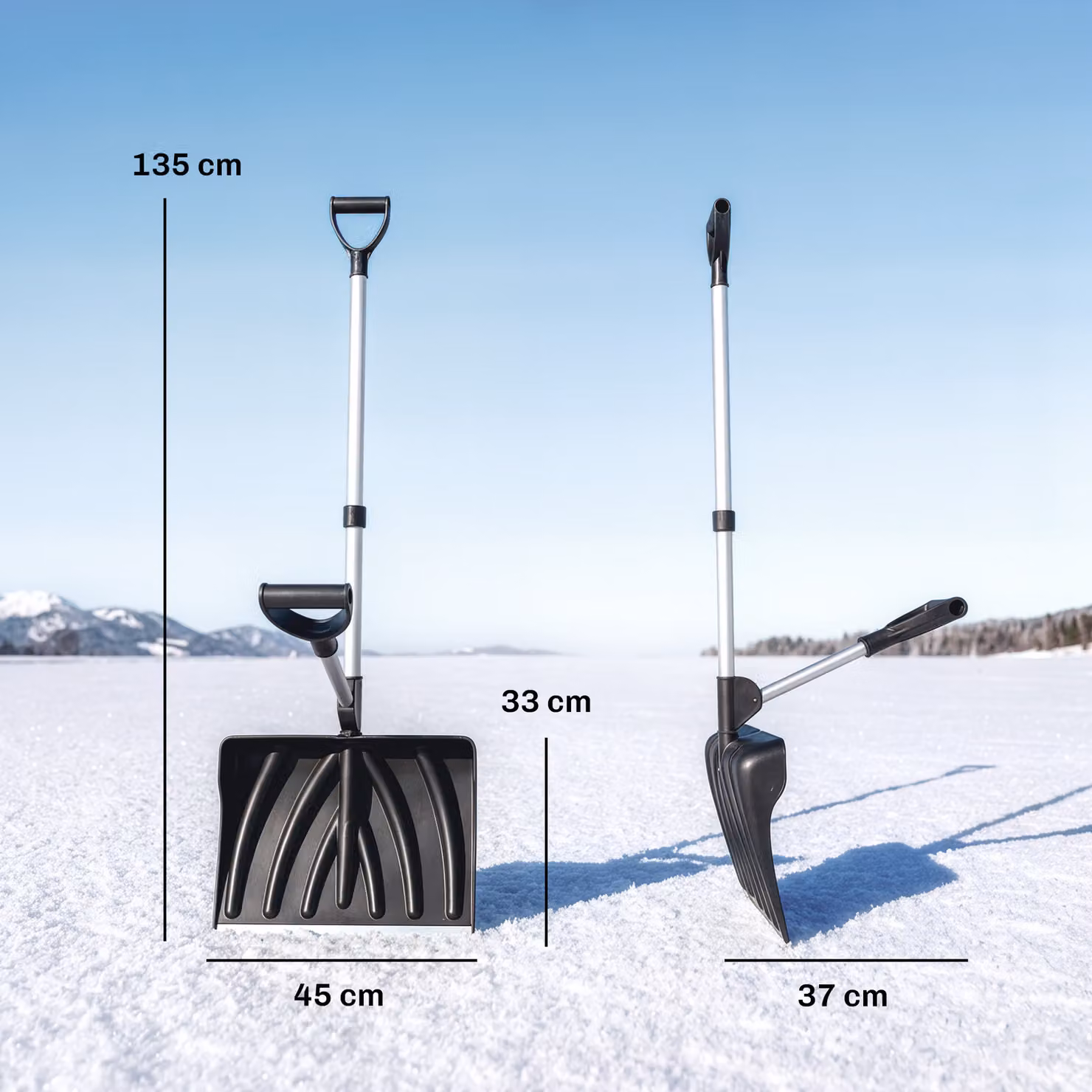 Outsunny Heavy-Duty Snow Shovel and Pusher with 45cm Wide Blade and Detachable Aluminium Handle, Black – 3