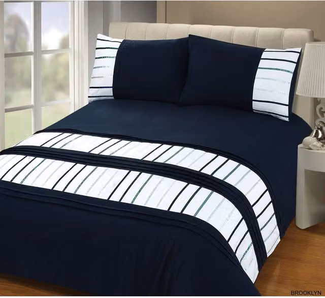 Rapport Home Brooklyn Blue Polyester Duvet Cover and Pillowcase Set, 90 x 200 cm