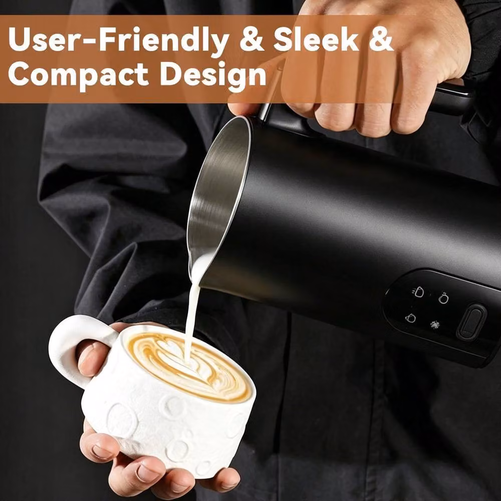 FLAVORA 4-in-1 Electric Milk Frother, 590ml, Black – 4