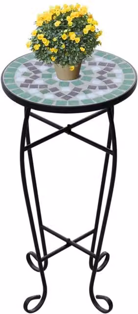 Berkfield Home Mediterranean Mosaic Side Table in Green and White, W/D/H: 30 x 30 x 30 cm