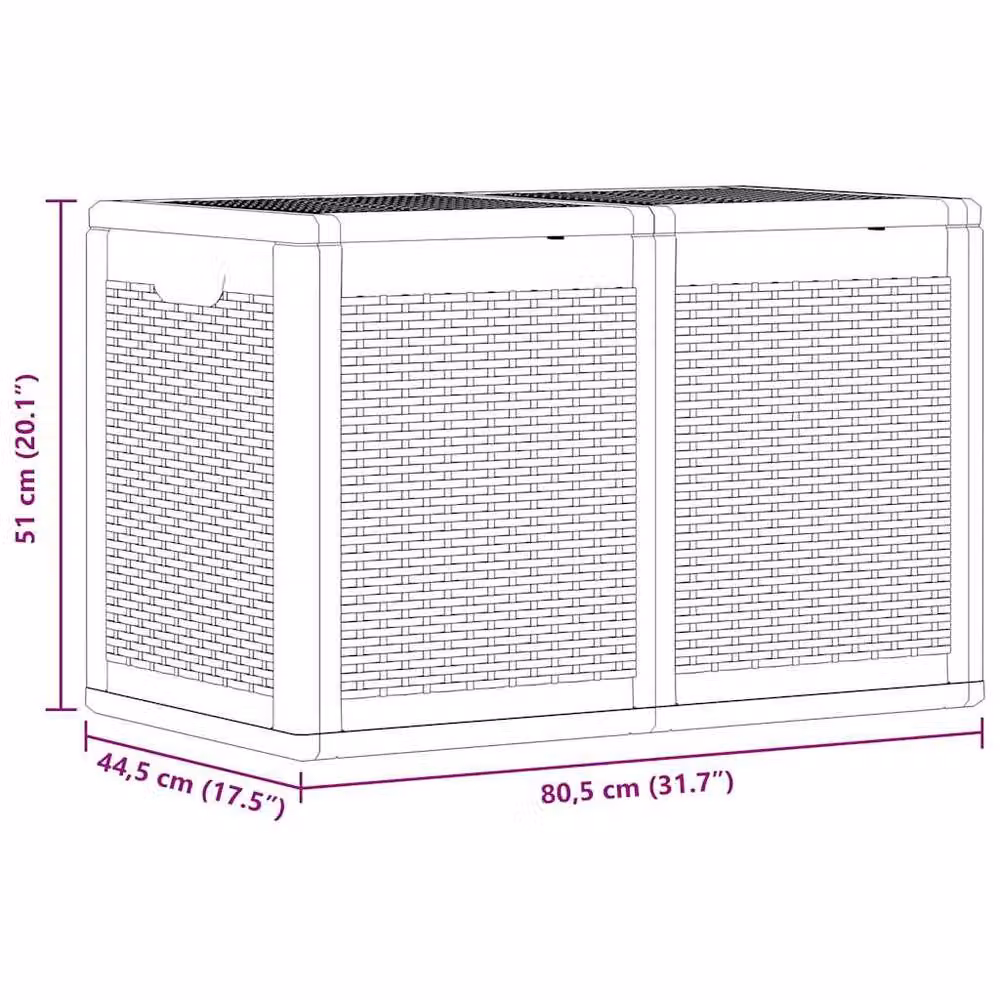 Berkfield Home Garden Storage Box 180L Black Rattan Plastic W/D/H: 80.5 x 44.5 x 51.0 cm – 5
