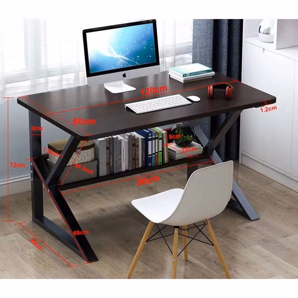 FLAVORA Modern Computer Desk with Storage Shelves in Brown – 2