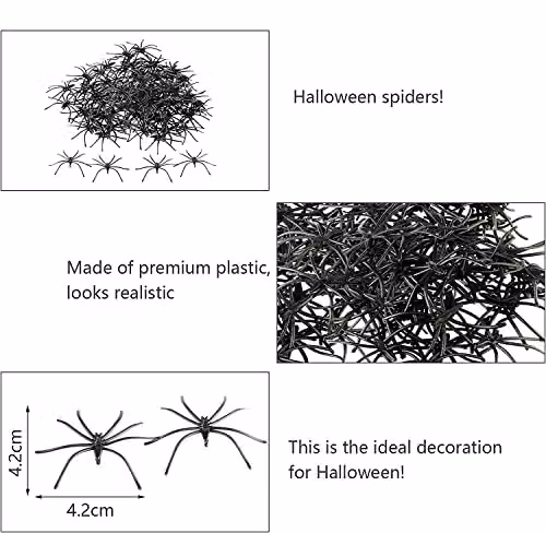 Shatchi 24-Piece Black Plastic Halloween Spiders – 3