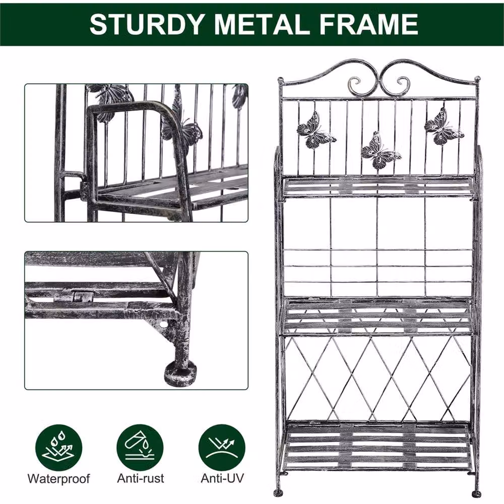 Havendro 3 Tier Metal Folding Plant Stand Display Rack in Silver – 3