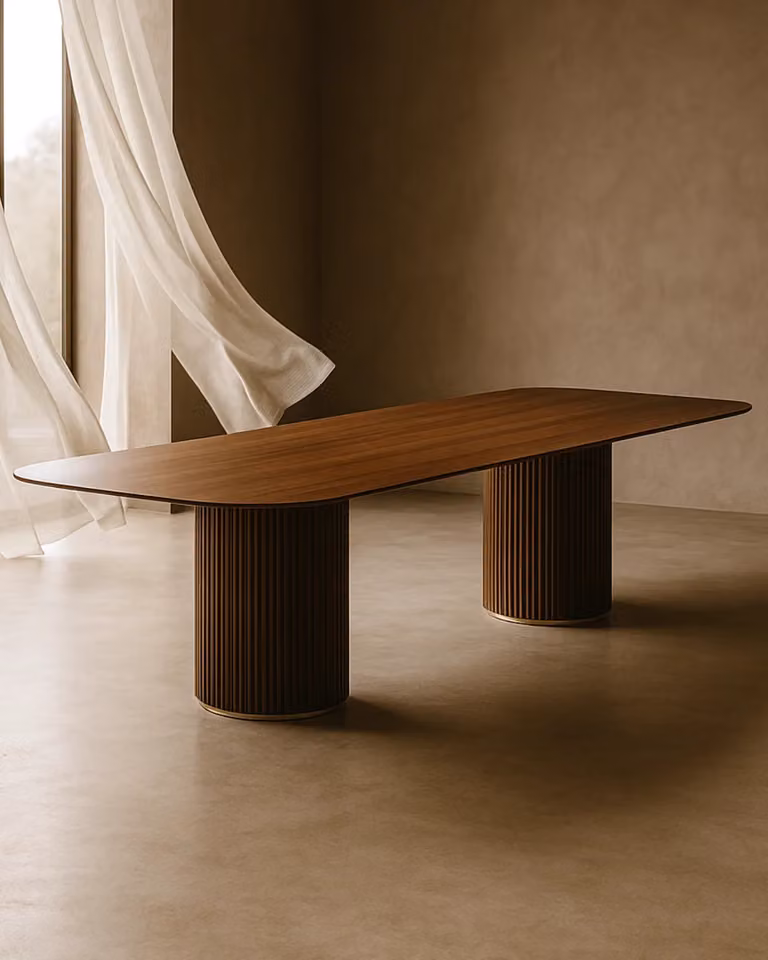 Tommy Franks Lantine 280 Oval Dining Table in Brown Walnut and Metal, W: 280 cm, H: 75 cm