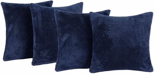 OHS Set of 4 Navy Blue Waffle Fleece Square Cushion Covers, 45 x 45 cm