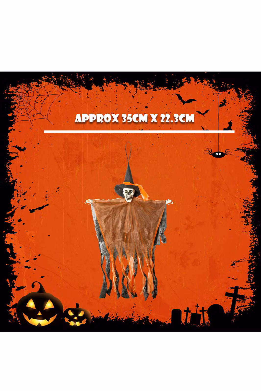 VFM e-Store Hanging Orange Skeleton Halloween Decoration with Light Up Eyes – 2