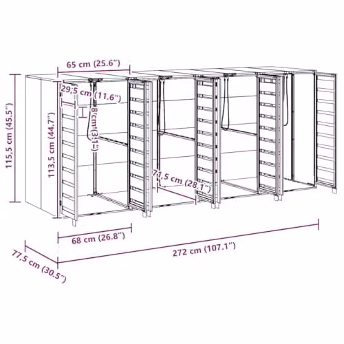 vidaXL Wheelie Bin Storage for 4 Bins in Anthracite Steel – 3