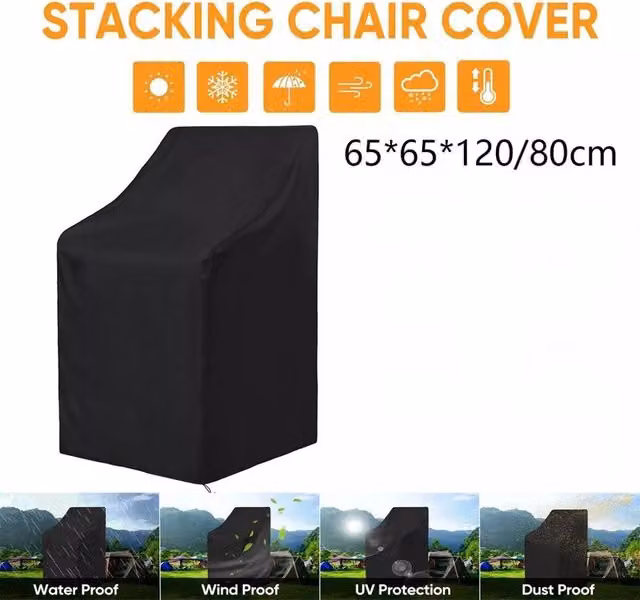 Kelvenix Waterproof High Back Dining Chair Cover in Black, W/D/H: 65 x 65 x 80/120 cm