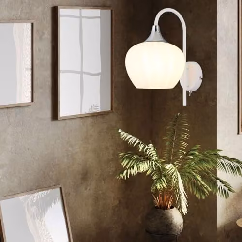 Netlighting Maxy Dome Wall Lamp in White and Chrome with Opal Glass Shade, E27, W/D/H: 32 x 18 x 25 cm – 3